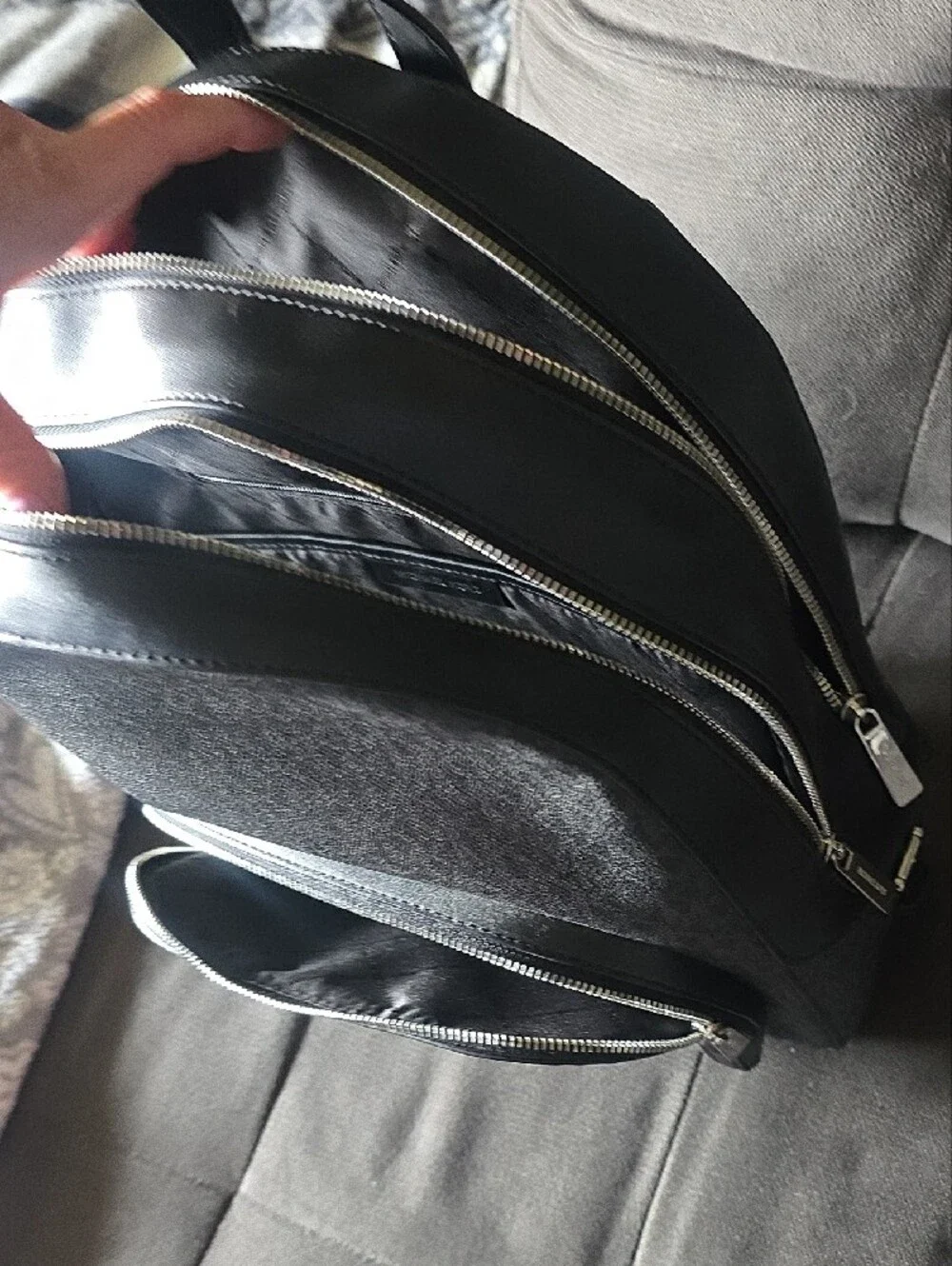 Michael Kors Gray Signature Backpack with Black Trim